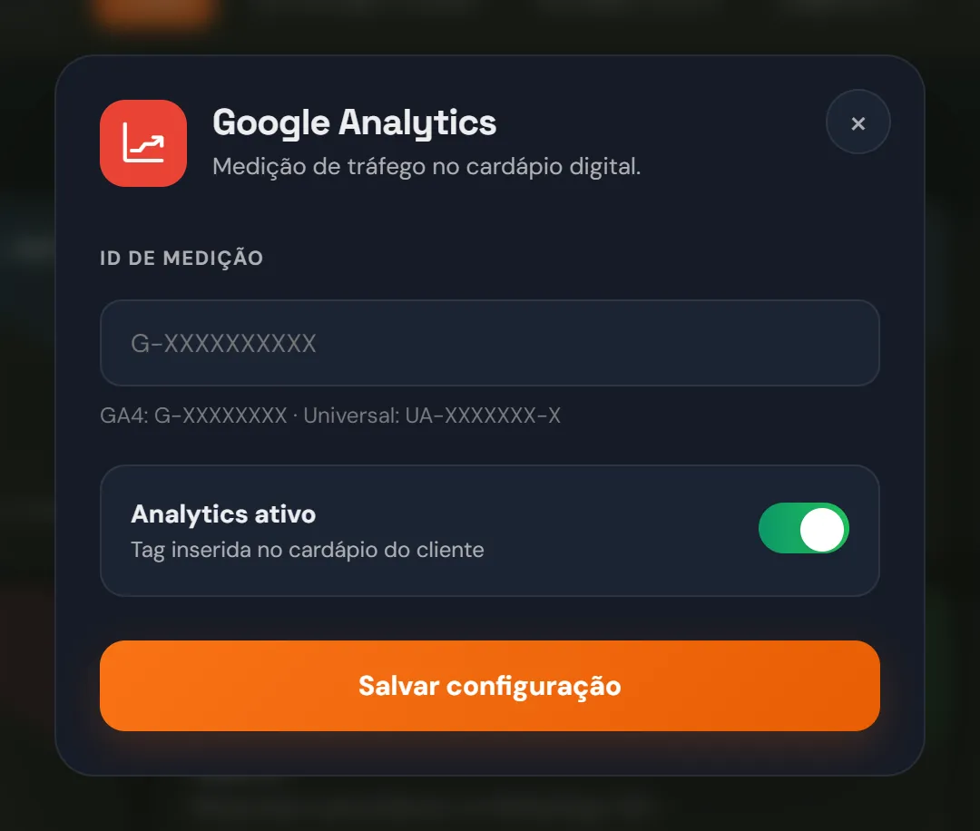 Configuração do Google Analytics com o ID de medição